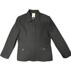 White Stag Women’s Black 100% Wool Blazer Jacket Size 10 Tailored Career Classic